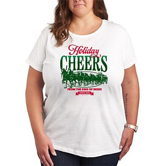 Plus Size Budweiser Clydesdales Holiday Cheers Short Sleeve Graphic Tee