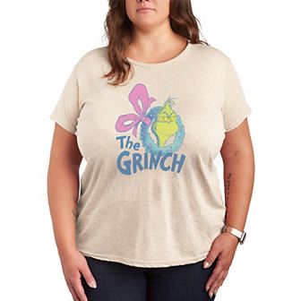 Plus Size Dr. Seuss The Grinch Wreath Short Sleeve Graphic Tee