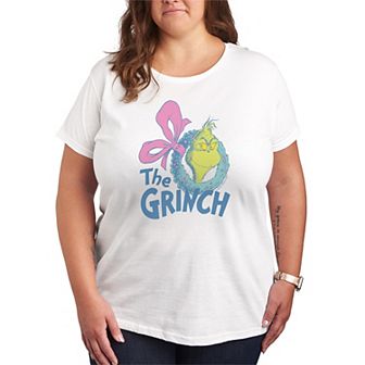 Plus Size Dr. Seuss The Grinch Wreath Short Sleeve Graphic Tee