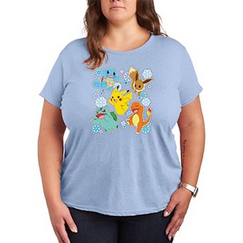 Plus Size Pokemon Winter Stickers Short Sleeve Graphic Tee