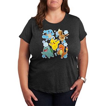Plus Size Pokemon Winter Stickers Short Sleeve Graphic Tee