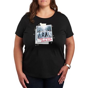 Plus Size The Beatles Happy Christmas Short Sleeve Graphic Tee