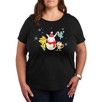 Plus Size Pokemon Snow-Pikachu Short Sleeve Graphic Tee