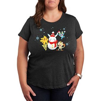 Plus Size Pokemon Snow-Pikachu Short Sleeve Graphic Tee