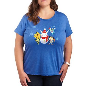 Plus Size Pokemon Snow-Pikachu Short Sleeve Graphic Tee