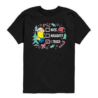 Boys 8-20 Minions Naughty Nice I Tried List Kevin Graphic Tee