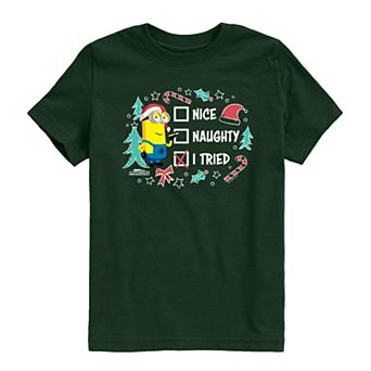 Boys 8-20 Minions Naughty Nice I Tried List Kevin Graphic Tee