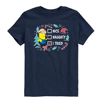 Boys 8-20 Minions Naughty Nice I Tried List Kevin Graphic Tee