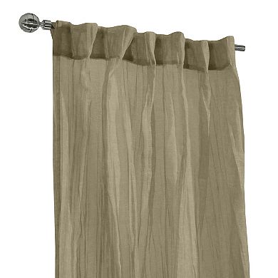 100% Polyester Paloma Sheer Broomstick Crushed Solid Dual Header Curtain Panel
