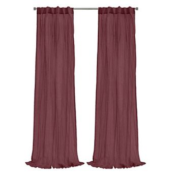 100% Polyester Paloma Sheer Broomstick Crushed Solid Dual Header Curtain Panel