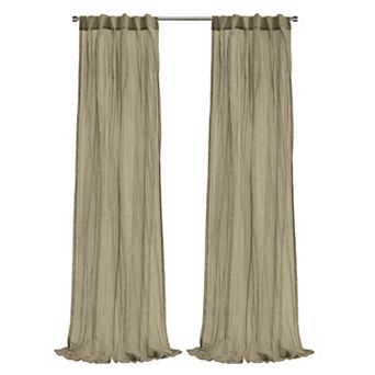 100% Polyester Paloma Sheer Broomstick Crushed Solid Dual Header Curtain Panel