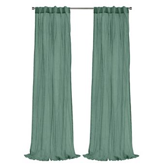100% Polyester Paloma Sheer Broomstick Crushed Solid Dual Header Curtain Panel