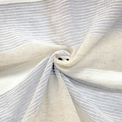 100% Polyester Nathan Stripe Sheer Faux LinenDual Header Curtain Panel