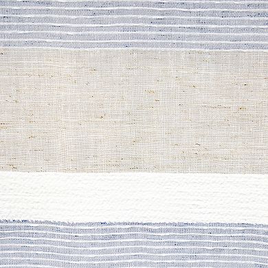 100% Polyester Nathan Stripe Sheer Faux LinenDual Header Curtain Panel