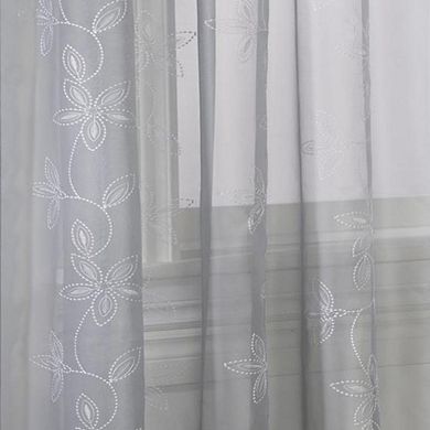 100% Polyester Elizabet Lightweight Sheer Rod Pocket Pindot Floral Embroidered Voile Panel