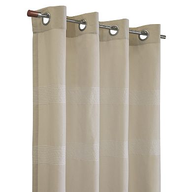 100% Polyester Phoebe Light Embroidered Stripe Filtering Grommet Curtain Panel