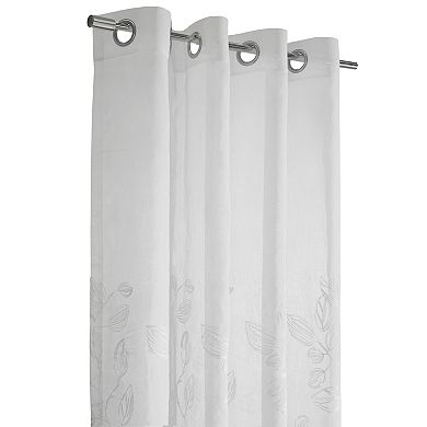 100% Polyester Selina Sheer Grommet Leaf Embroidered Curtain Panel