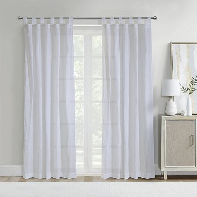 85% Polyester 15% Cotton Crushed Sheer Tab Crinkle Textured Solid Curtain Panel