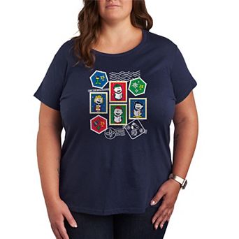 Plus Size Peanuts Christmas Stamps Graphic Tee