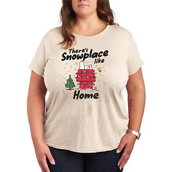 Plus Size Peanuts There's Snowplace Like Home Graphic Tee