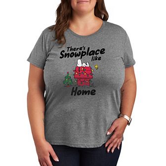 Plus Size Peanuts There's Snowplace Like Home Graphic Tee