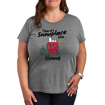Plus Size Peanuts There's Snowplace Like Home Graphic Tee