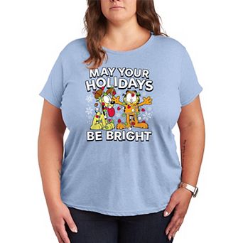 Plus Size Garfield May Your Holidays Be Bright Graphic Tee