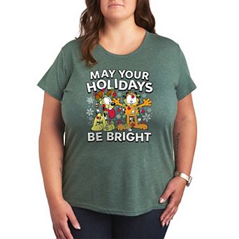 Plus Size Garfield May Your Holidays Be Bright Graphic Tee