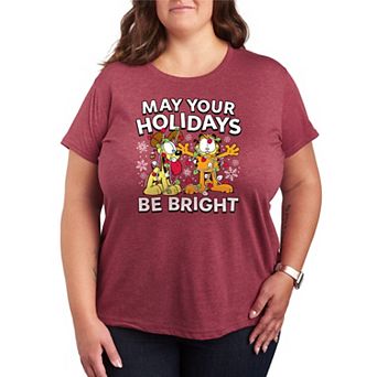 Plus Size Garfield May Your Holidays Be Bright Graphic Tee