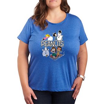 Plus Size Peanuts Winter Stickers Graphic Tee