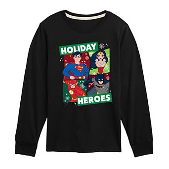 Boys 8-20 Justice League Holiday Heroes Long Sleeve Graphic Tee