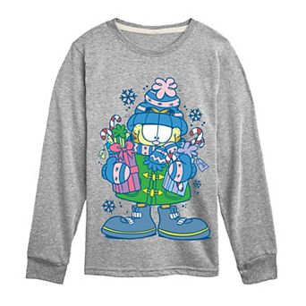 Boys 8-20 Garfield Holiday Shopping Long Sleeve Graphic Tee