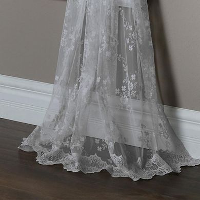Mona Lisa 100% Polyester Jacquard Bridal Lace Tailored Balloon Rod Pocket Sheer Curtain Panel