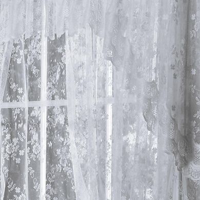 Mona Lisa 100% Polyester Jacquard Bridal Lace Tailored Balloon Rod Pocket Sheer Curtain Panel