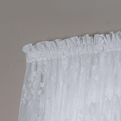 Mona Lisa 100% Polyester Jacquard Bridal Lace Tailored Balloon Rod Pocket Sheer Curtain Panel