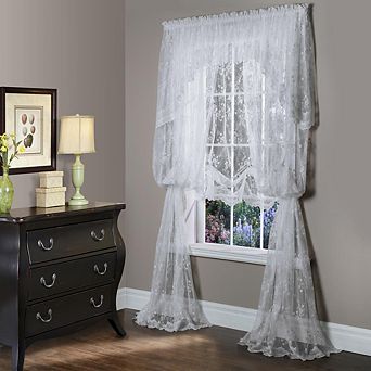 Mona Lisa 100% Polyester Jacquard Bridal Lace Tailored Balloon Rod Pocket Sheer Curtain Panel