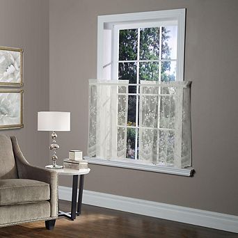 Mona Lisa 100% Polyester Jacquard Scalloped Lace Rod Pocket Curtain Tier Set