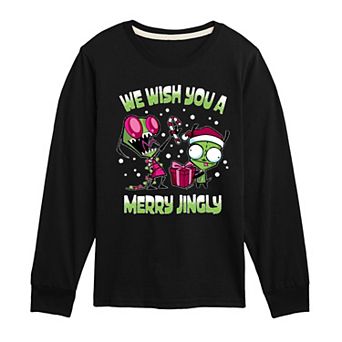 Boys 8-20 Invader Zim We Wish You A Merry Jingly Long Sleeve Graphic Tee