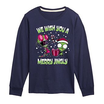 Boys 8-20 Invader Zim We Wish You A Merry Jingly Long Sleeve Graphic Tee
