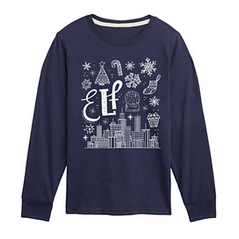 Boys 8-20 Elf Icon Doodles Long Sleeve Graphic Tee
