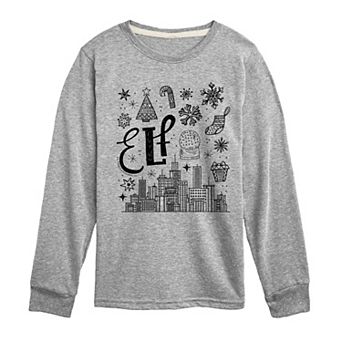 Boys 8-20 Elf Icon Doodles Long Sleeve Graphic Tee