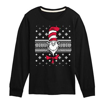 Boys 8-20 Dr. Seuss The Cat In The Hat Ugly Sweater Long Sleeve Graphic Tee