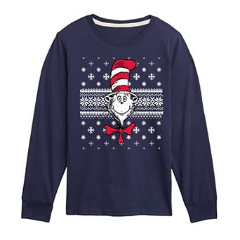 Boys 8-20 Dr. Seuss The Cat In The Hat Ugly Sweater Long Sleeve Graphic Tee