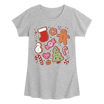 Girls Kawaii Christmas Treats Graphic Tee