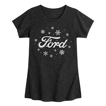 Girls Ford Logo Snowflakes Short Sleeve Tee
