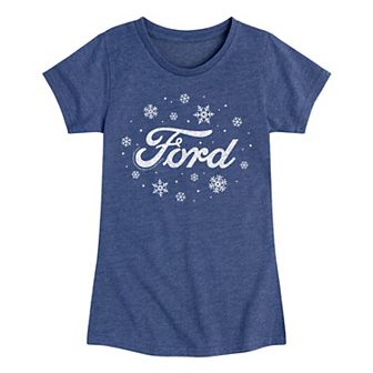 Girls Ford Logo Snowflakes Short Sleeve Tee