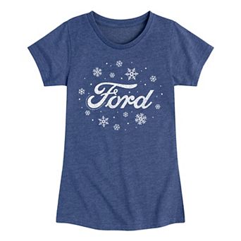 Girls Ford Logo Snowflakes Short Sleeve Tee