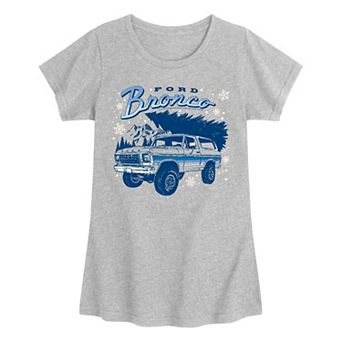Girls Ford Bronco Christmas Tree Winter Graphic Tee