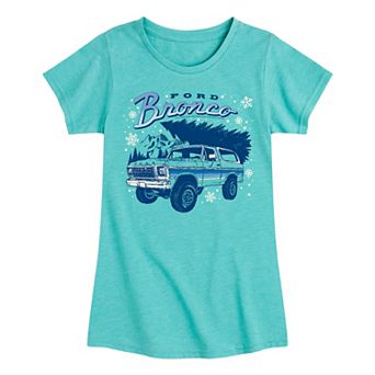 Girls Ford Bronco Christmas Tree Winter Graphic Tee