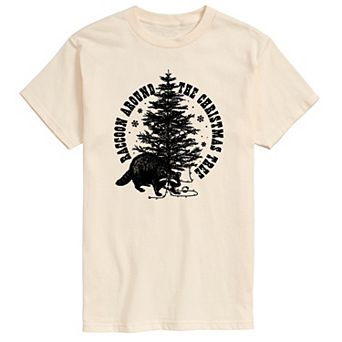 Big & Tall Raccoon Around The Christmas Tree Graphic Tee